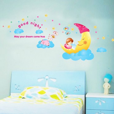 Angel Sleeping on Moon Wall Decal Sticker