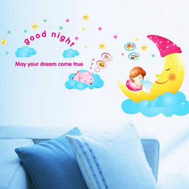 Angel Sleeping on Moon Wall Decal Sticker