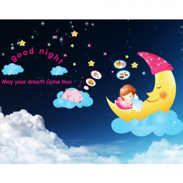 Angel Sleeping on Moon Wall Decal Sticker