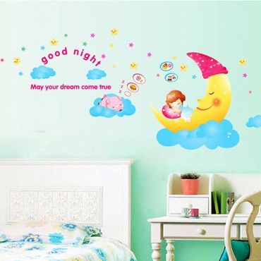 Angel Sleeping on Moon Wall Decal Sticker