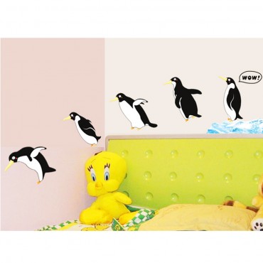 Jumping Penguin Wall Decal Sticker