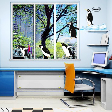 Jumping Penguin Wall Decal Sticker