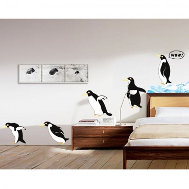 Jumping Penguin Wall Decal Sticker