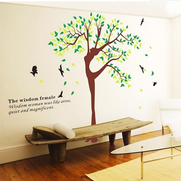 The wisdom Female Tree Wall Decal Sticker