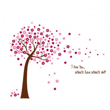 Pink Cherry Tree Wall Decal Sticker