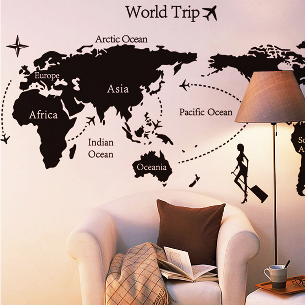 World Map Theme Wall Decal Sticker AY9134