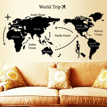 World Map Theme Wall Decal Sticker AY9134