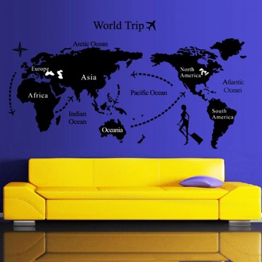 World Map Theme Wall Decal Sticker AY9134