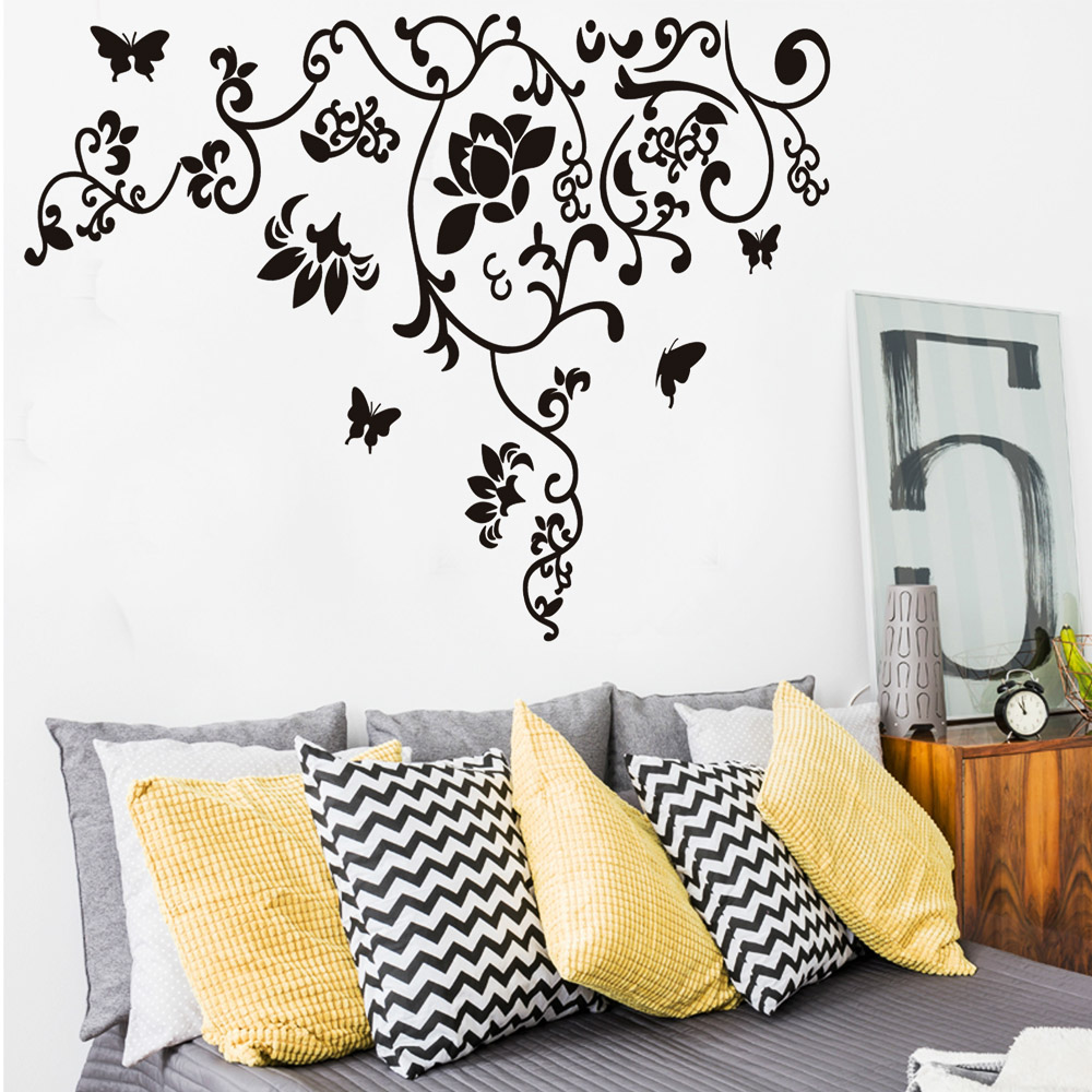 Black Floral Wall Decal Sticker JM7023