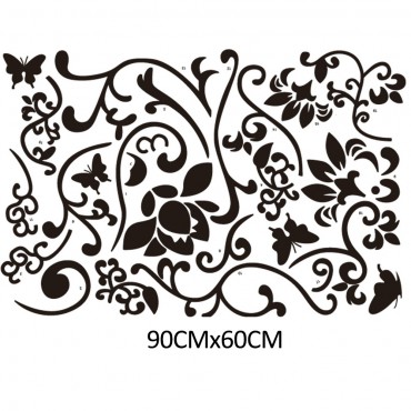 Black Floral Wall Decal Sticker JM7023