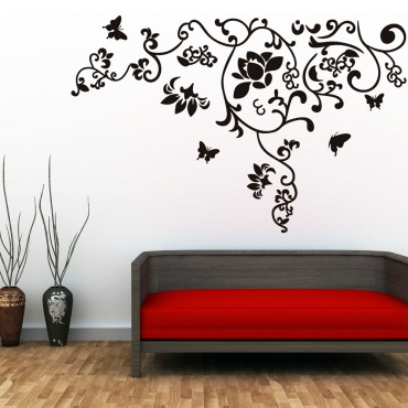 Black Floral Wall Decal Sticker JM7023