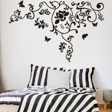 Black Floral Wall Decal Sticker JM7023