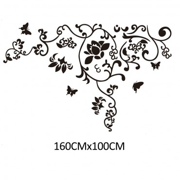 Black Floral Wall Decal Sticker JM7023