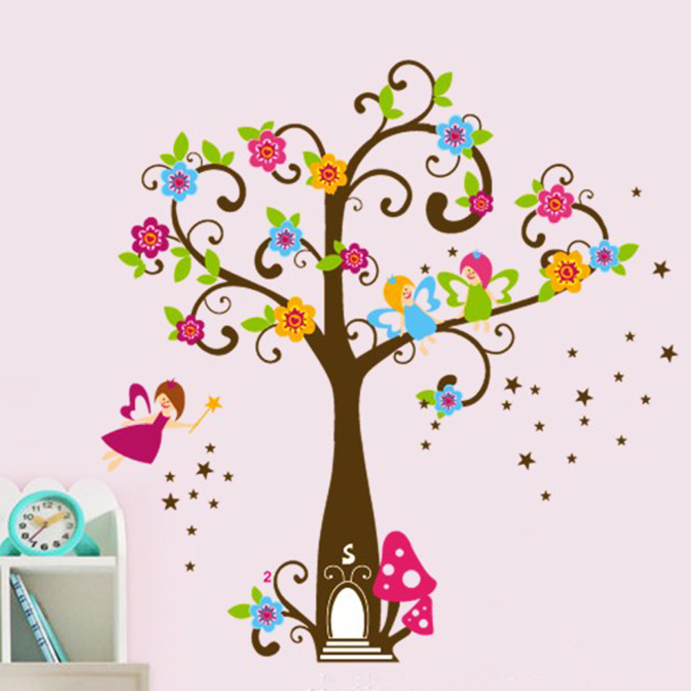 Angel on Colorful Tree Wall Decal Sticker