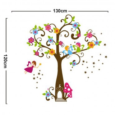 Angel on Colorful Tree Wall Decal Sticker