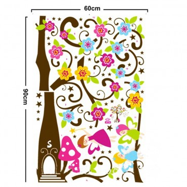 Angel on Colorful Tree Wall Decal Sticker