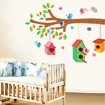 Birds Nest on Tree Wall Decal Sticker