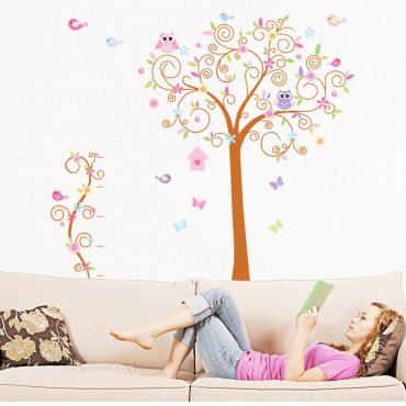 Owl Singing on Tree Wall Decal Sticker