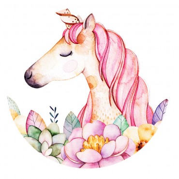 Unicorn with Flowers Wall Decal Sticker