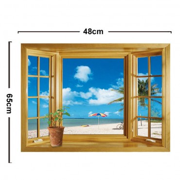 Sea View Fake Window Wall Decal Sticker JM8012