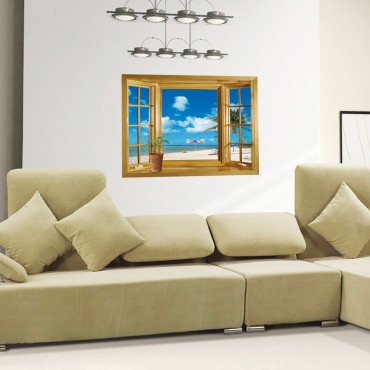 Sea View Fake Window Wall Decal Sticker JM8012