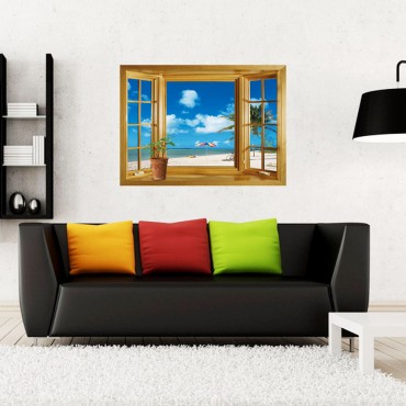 Sea View Fake Window Wall Decal Sticker JM8012