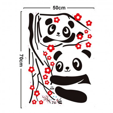 Panda with Blossom Tree Wall Decal Sticker