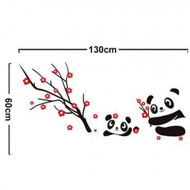 Panda with Blossom Tree Wall Decal Sticker