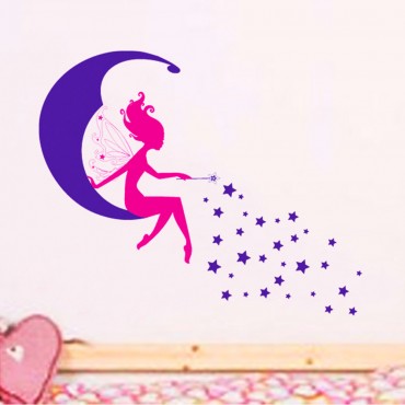 Magic Elf on Moon Wall Decal Sticker