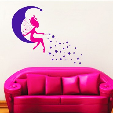 Magic Elf on Moon Wall Decal Sticker