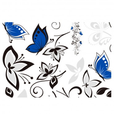 Blue Butterfly Floral Wall Decal Sticker