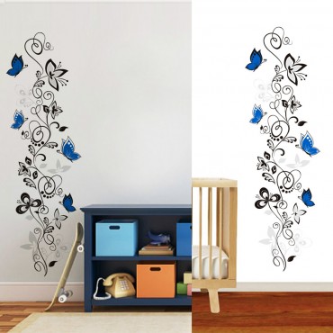 Blue Butterfly Floral Wall Decal Sticker