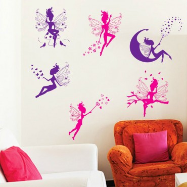 Six Magical Fairy Wall Decal Sticker