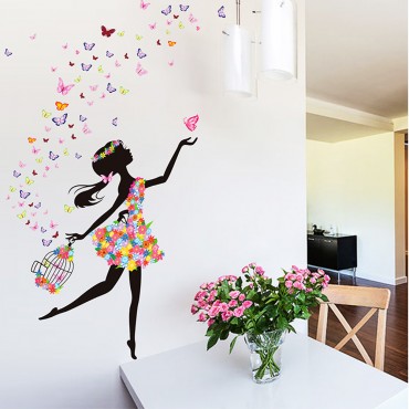 Butterfly Girl Wall Decal Sticker