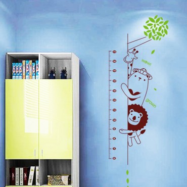 Jungle Zoo Animal Kids Growth Chart Wall Decal Sticker IC20252