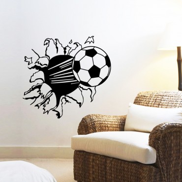 Football coming out of Wall Decal Sticker IM042