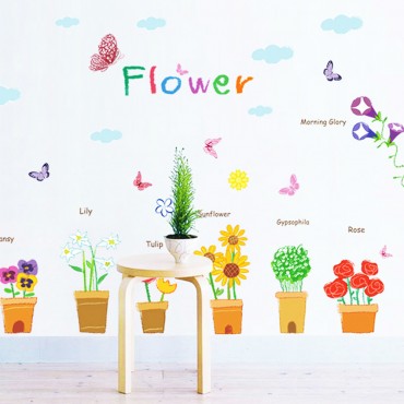 Flower Pots Wall Decal Sticker