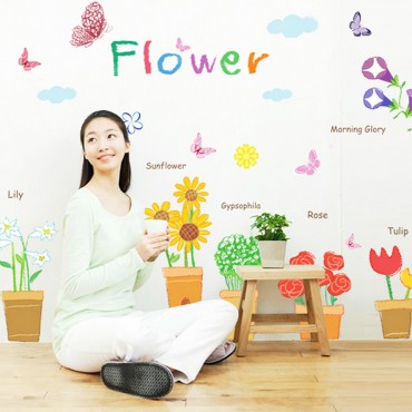 Flower Pots Wall Decal Sticker