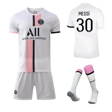 21/22 PSG Paris Saint German Messi Football Kits White Away Game