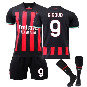 22/23 AC Milan Giroud N. 9 Home Field Kids Men Football Jersey Kits