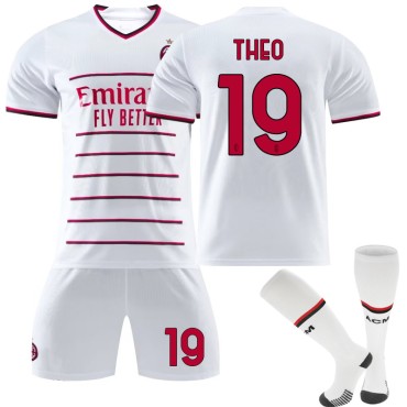 22/23 AC Milan Theo N. 19 Away Game Kids Men Football Jersey Kits