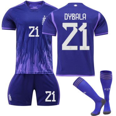 22/23 Argentina Dybala N. 21 Away Game Kids Men Football Jersey Kits