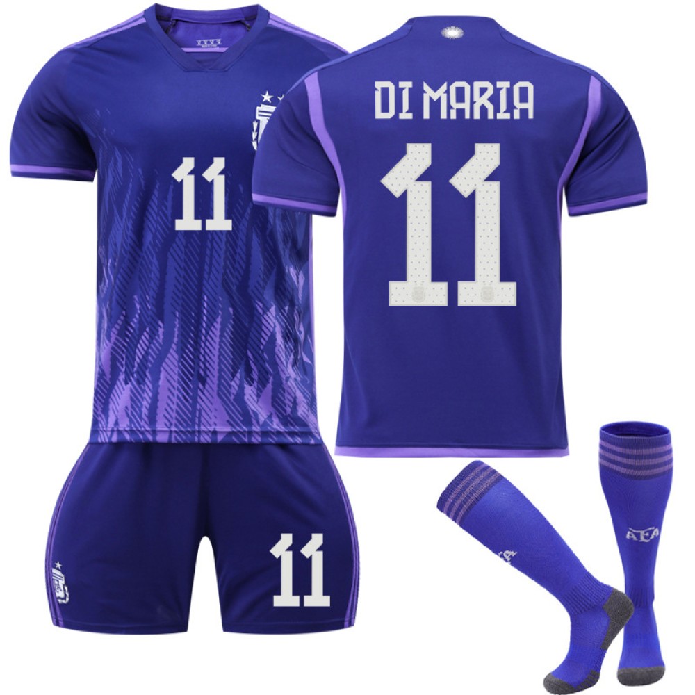 22/23 Argentina Di Maria N. 11 Away Game Kids Men Football Jersey Kits