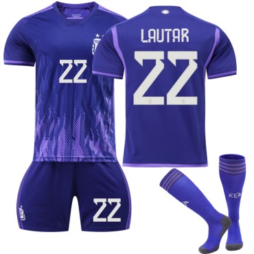 22/23 Argentina Lautar N. 22 Away Game Kids Men Football Jersey Kits