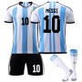 22/23 Argentina Messi N. 10 Home Field Kids Men Football Jersey Kits