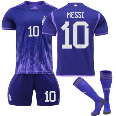 22/23 Argentina Messi N. 10 Away Game Kids Men Football Jersey Kits