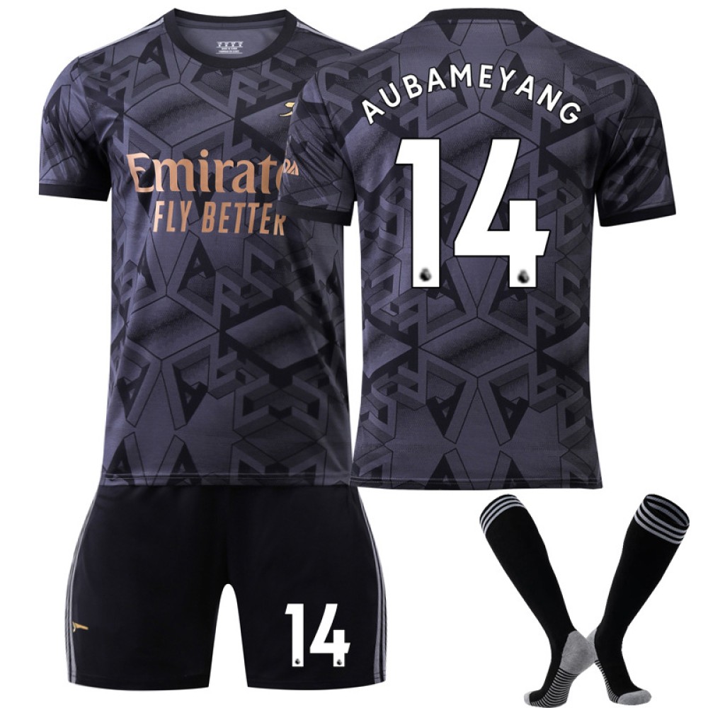 22/23 Arsenal Aubameyang N. 14 Away Game Kids Men Football Jersey Kits