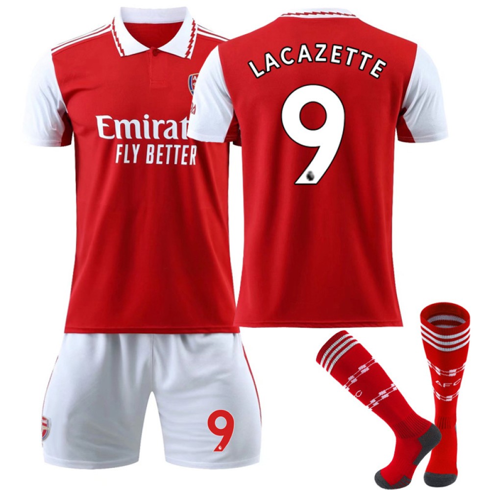 22/23 Arsenal Lacazette N. 9 Home Field Kids Men Football Jersey Kits