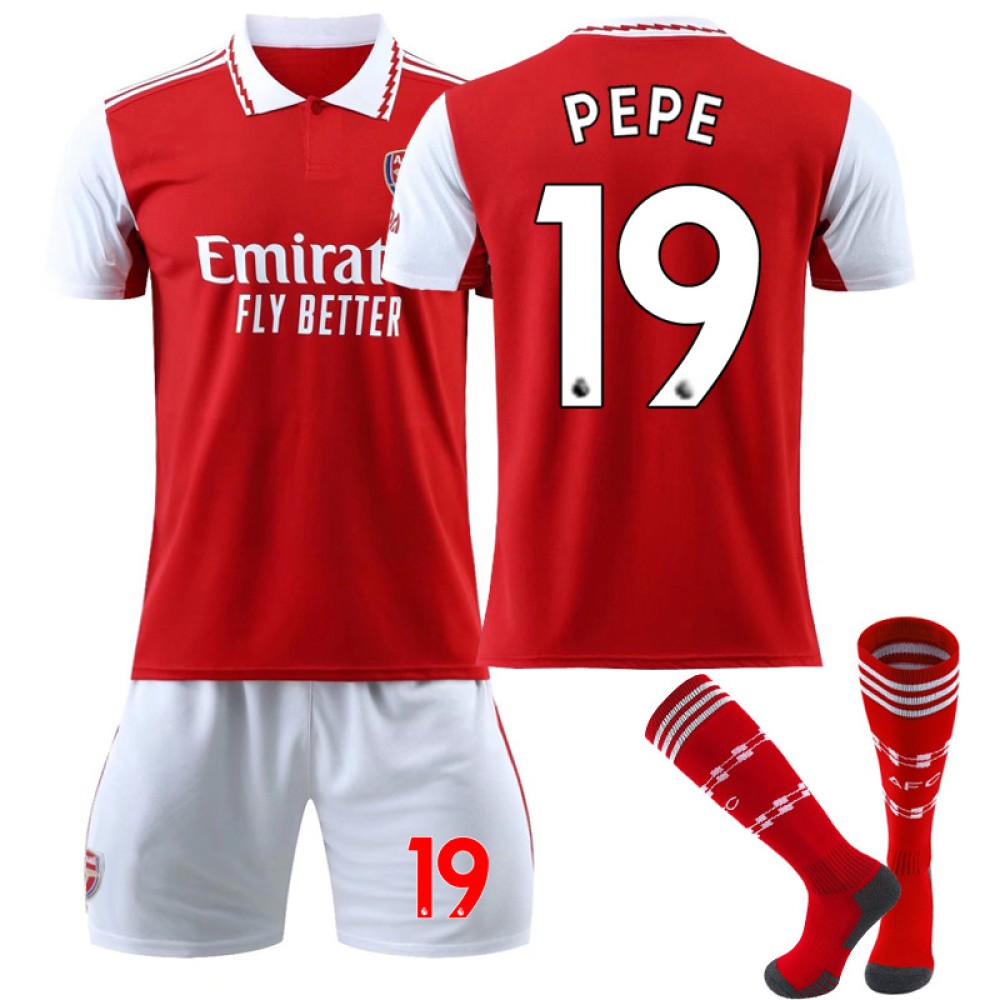 22/23 Arsenal Pepe N. 19 Home Field Kids Men Football Jersey Kits