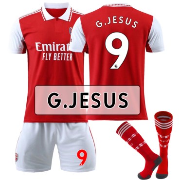 22/23 Arsenal G.Jusus N. 9 Home Field Kids Men Football Jersey Kits